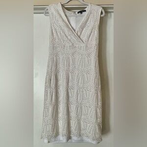 Sharagano White Lace Midi Dress